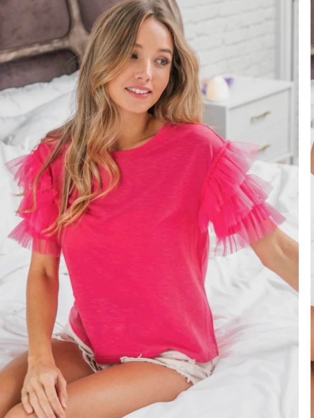 NWT Bibi Ruffle Lace Top M